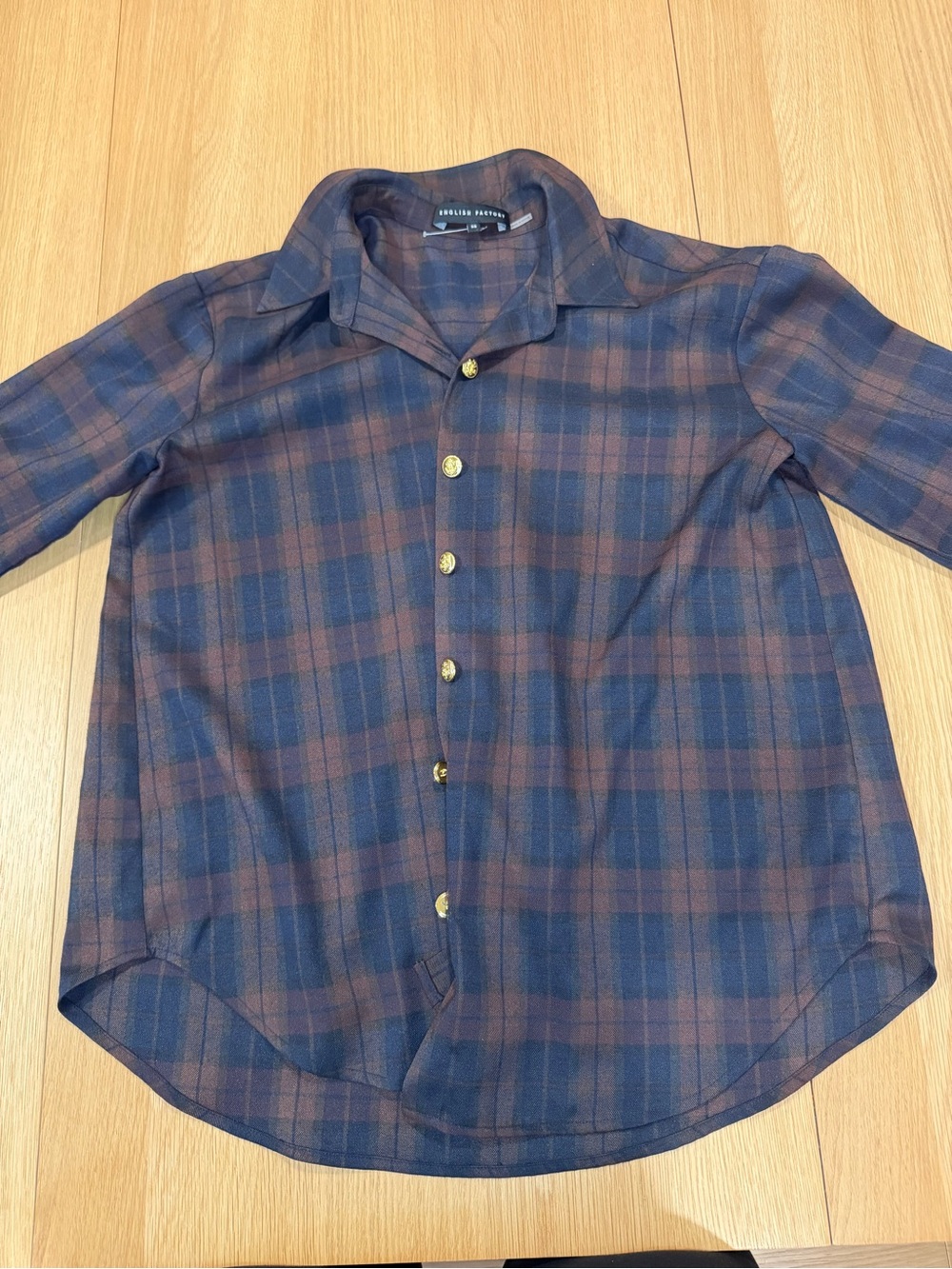 English Factory Sheer Plaid Button-Up Blouse – XS